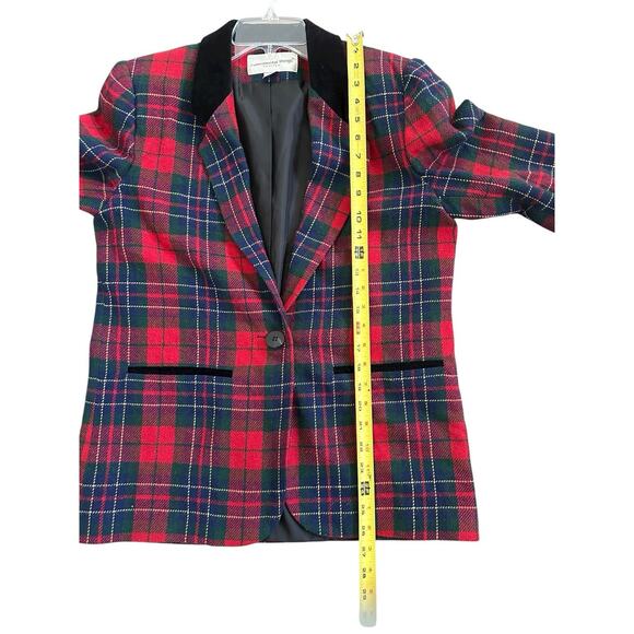 Fundamental Things Womens Blazer sz 6 Red Plaid Notch Lapel Pockets Vintage - Picture 5 of 6
